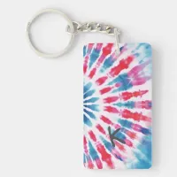 Digital Blue Pink Tie Dye  Keychain