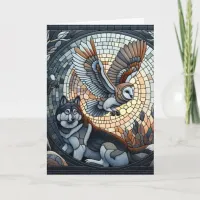 Owl and Wolf Mosaic Ai Art | Blank Card