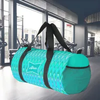 Modern zigzag pattern - waves in turquoise duffle bag