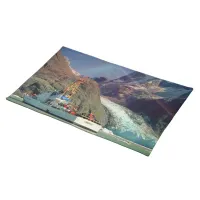 Alaskan Mountain View with Boat Cloth Placemat