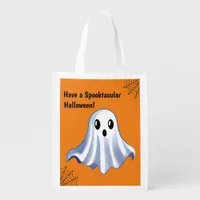 Cute Halloween Ghost Reusable Grocery Bag