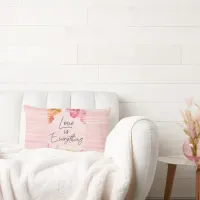 Cute Girly Pink Floral Watercolor Lumbar Pillow
