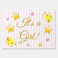 Pink and Gold Its a Girl, and Baby Shower Lil Star Sign