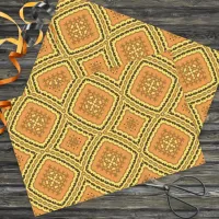 Orange Yellow Black Mosaic Geometric Pattern Tissue Paper