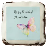 Delicate Pink Butterfly in Pastel Rainbow Colors Brownie