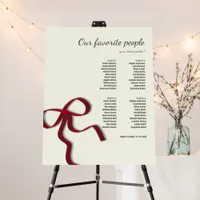 Elegant Simple Minimalist Seating Chart Red Bow Foam Board