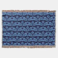 Moon Magic Stars Hearts Celestial Midnight Blue Throw Blanket