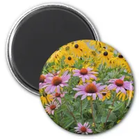 Yellow Pink Cone Flowers Nature Photograph Magnet