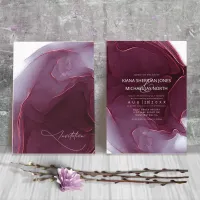 Ink Flow Wedding Burgundy ID762 Invitation