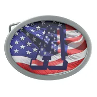 American Flag in Letter "A" Belt Buckle