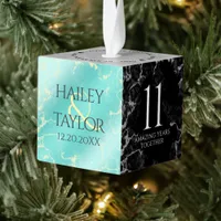 Elegant 11th Turquoise Wedding Anniversary Cube Ornament