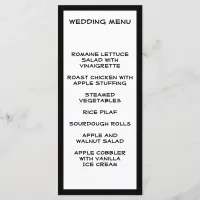 Black and White Wedding Menu