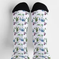 Cryptid Reunion Bigfoot, Nessie, Mothman Pattern Socks