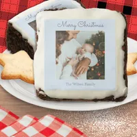 Pretty Pastel Blue Merry Christmas Photo Brownie