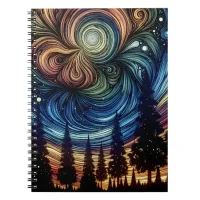 Mystical Ethereal Art with Trees and Night Sky  Notebook