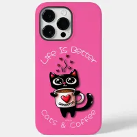 Life is Better with Cats and Coffee Cat Hearts Case-Mate iPhone 14 Pro Max Case