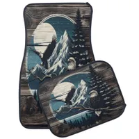 Majestic Eagles Soar Above Serene Mountain Peaks Car Floor Mat