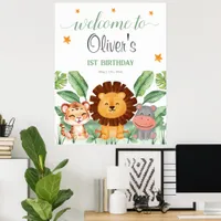 Wild Animals Jungle Animals Tropical Boy Birthday Poster