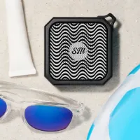 Monogram Black White Hypnotic Wavy Stripes Bluetooth Speaker