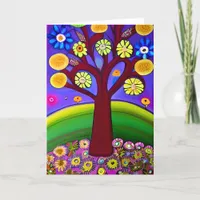 Whimsical Folk Art Style Tree | Thinking of You Card