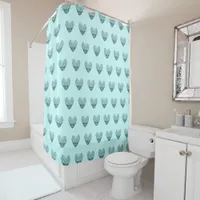 Charmin heart pattern on mint green shower curtain