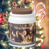 Cute mouse celebrates Christmas  - custom Candy Jar