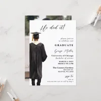 Modern Minimalist Photo he Did It Graduation Invitation