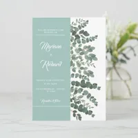  Elegant Eucalyptus Watercolor White Green Invitation