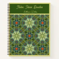 Vintage pattern in Green with Blue Flowers Notebook