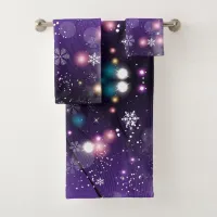 Gleaming Misty Purple Christmas Winter Wonderland Bath Towel Set