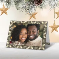 Brown Photo Peace & Joy Holiday Card