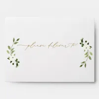 Wedding Invitation Watercolor Greenery Rustic Envelope