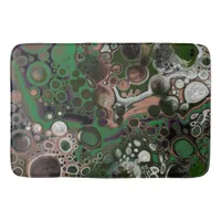 Black, Brown, White and Green Fluid Art   Bath Mat