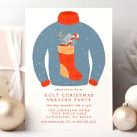 Tacky Stocking Ugly Christmas Sweater Party Invitation