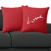 Christmas Red And White Polka Dots Love Throw Pillow