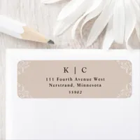 Elegant Beige Taupe Wedding Return Address Label