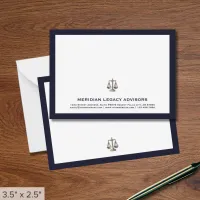 Legal Justice Scale Logo Business Note Card