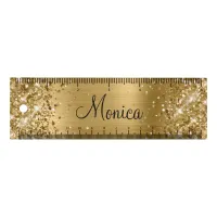 Girly Glittery Gold Faux Foil Ruler