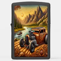 Scenic Hot Rod Leather Artwork Zippo Lighter