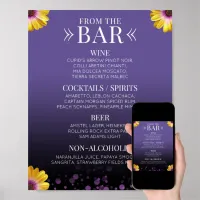 Elegant Daisies with Purple Glitter Wedding Drinks Poster