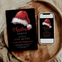 Simple Festive Santa Hat Christmas Party Invitation