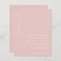 Budget Simple Modern Blush Wedding  Invitation