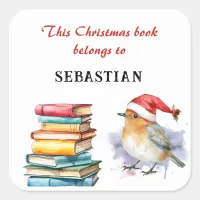 This Christmas Book Belongs To Name Kids Square Sticker