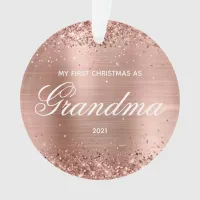 Glittery Rose Gold My First Christmas as Grandma Ornament