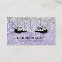 Makeup Artist Lashes Amethyst Marble Glitter Drips Business Card