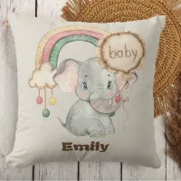 Cute boho elephant Throw Pillow