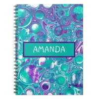 Personalized Purple and teal marble fluid art  Not Notebook