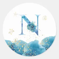 *~*  LETTER  N - Sea Ocean Beach Envelope  Sticker