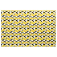 Yellow New York Taxi Cab Driver Checkerboard Fabric