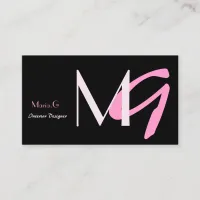 Pink Girly Monogram Business Cards